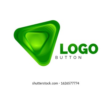 Play, arrow or download button icon, minimal design business logo template. 3d geometric bold in relief style with color blend steps effect. Vector Illustration 