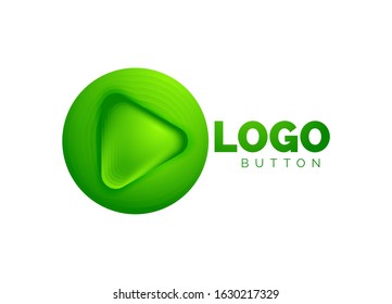 Play, arrow or download button icon, minimal design business logo template. 3d geometric bold in relief style with color blend steps effect. Vector Illustration For Wallpaper, Banner, Background, Card