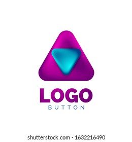 Play, arrow or download button icon, minimal design business logo template. 3d geometric bold in relief style with color blend steps effect. Vector Illustration For Wallpaper, Banner, Background, Card