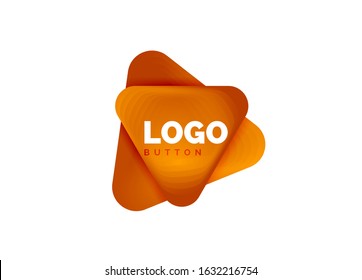 Icono de botón Reproducir, flecha o descargar, plantilla mínima de logotipo comercial de diseño. 3d negrita geométrica en estilo de relieve con efecto de combinación de colores. Ilustración vectorial para papel de escritorio, pancarta, fondo, tarjeta