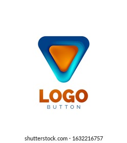 Play, arrow or download button icon, minimal design business logo template. 3d geometric bold in relief style with color blend steps effect. Vector Illustration For Wallpaper, Banner, Background, Card