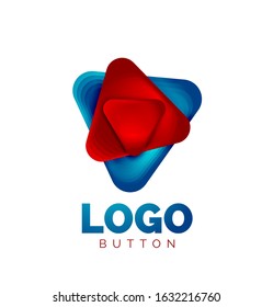 Play, arrow or download button icon, minimal design business logo template. 3d geometric bold in relief style with color blend steps effect. Vector Illustration For Wallpaper, Banner, Background, Card