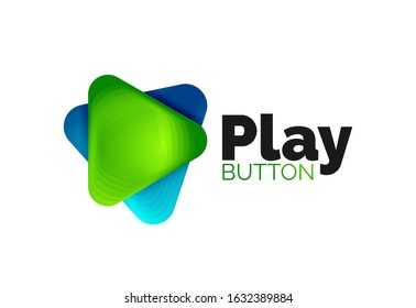 Play, arrow or download button icon, minimal design business logo template. 3d geometric bold in relief style with color blend steps effect. Vector Illustration For Wallpaper, Banner, Background, Card