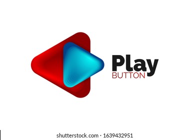 Play, arrow or download button icon, minimal design business logo template. 3d geometric bold in relief style with color blend steps effect. Vector Illustration For Wallpaper, Banner, Background, Card
