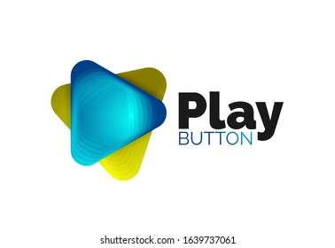 Play, arrow or download button icon, minimal design business logo template. 3d geometric bold in relief style with color blend steps effect. Vector Illustration For Wallpaper, Banner, Background, Card