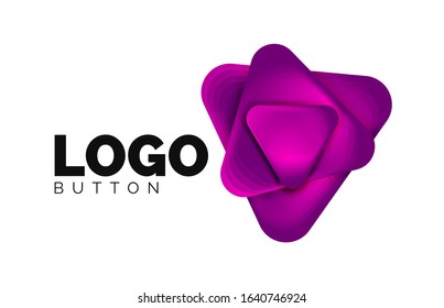 Play, arrow or download button icon, minimal design business logo template. 3d geometric bold in relief style with color blend steps effect. Vector Illustration For Wallpaper, Banner, Background, Card