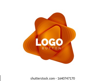 Play, arrow or download button icon, minimal design business logo template. 3d geometric bold in relief style with color blend steps effect. Vector Illustration For Wallpaper, Banner, Background, Card