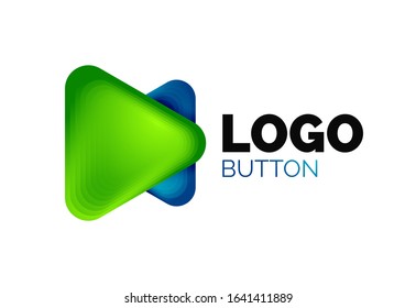 Play, arrow or download button icon, minimal design business logo template. 3d geometric bold in relief style with color blend steps effect. Vector Illustration For Wallpaper, Banner, Background, Card