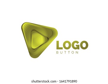 Icono de botón Reproducir, flecha o descargar, plantilla mínima de logotipo comercial de diseño. 3d negrita geométrica en estilo de relieve con efecto de combinación de colores. Ilustración vectorial para papel de escritorio, pancarta, fondo, tarjeta