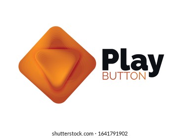 Icono de botón Reproducir, flecha o descargar, plantilla mínima de logotipo comercial de diseño. 3d negrita geométrica en estilo de relieve con efecto de combinación de colores. Ilustración vectorial para papel de escritorio, pancarta, fondo, tarjeta