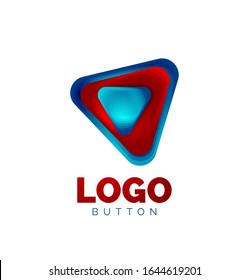 Play, arrow or download button icon, minimal design business logo template. 3d geometric bold in relief style with color blend steps effect. Vector Illustration For Wallpaper, Banner, Background, Card