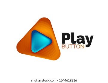 Play, arrow or download button icon, minimal design business logo template. 3d geometric bold in relief style with color blend steps effect. Vector Illustration For Wallpaper, Banner, Background, Card