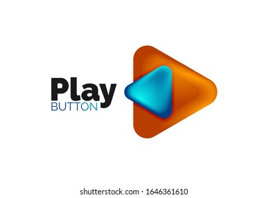 Play, arrow or download button icon, minimal design business logo template. 3d geometric bold in relief style with color blend steps effect. Vector Illustration For Wallpaper, Banner, Background, Card