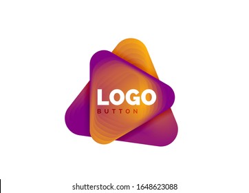 Icono de botón Reproducir, flecha o descargar, plantilla mínima de logotipo de negocio de diseño. Giro geométrico 3d en estilo relieve con efecto de pasos de mezcla de colores. Ilustración De Vector Para Papel De Fondo, Banner, Fondo, Tarjeta