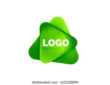 Play, arrow or download button icon, minimal design business logo template. 3d geometric bold in relief style with color blend steps effect. Vector Illustration For Wallpaper, Banner, Background, Card
