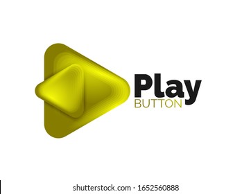 Play, arrow or download button icon, minimal design business logo template. 3d geometric bold in relief style with color blend steps effect. Vector Illustration For Wallpaper, Banner, Background, Card