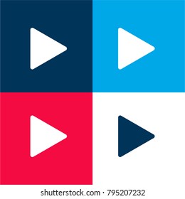 Play arrow four color material and minimal icon logo set in red and blue