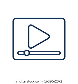 Play arrow line style icon design, Social media app multimedia communication digital marketing internet web and connect theme Vector illustration