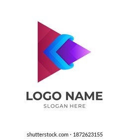 diseño del logo de la flecha de juego con estilo 3d colorido
