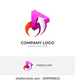 jugar con la combinación de diseño de logotipo de flecha, estilo 3d colorido
