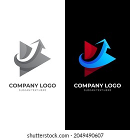 play with arrow logo template combination, 3d colorful style