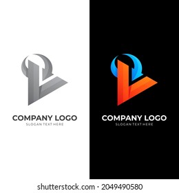 play and arrow logo template concept vector with 3d colorful style
