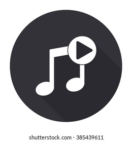 play audio icon with long shadow - vector round button