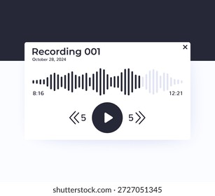 Reproducir diseño de interfaz de grabación de audio, Vector ui