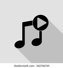 play audio vector icon with long shadow