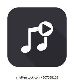 Play audio vector icon - squared button  with long shadow