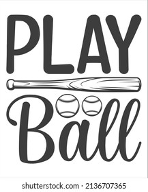 Play Ball Baseball Illustration Isolated on White with Clipping Path