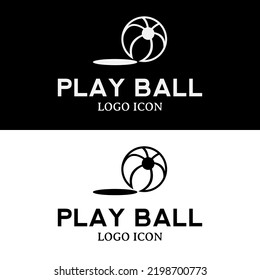 Play ball silhouette with shadow for summer and spring kid outdoor activity business logo design