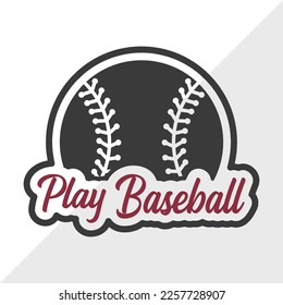 Play Baseball SVG Printable Vector Illustration