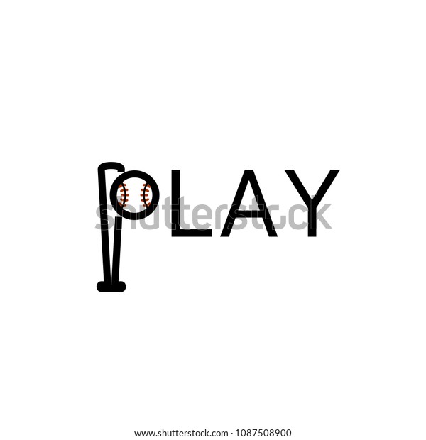 Play Baseball Word Baseball Bat Ball Stock Vector (Royalty Free