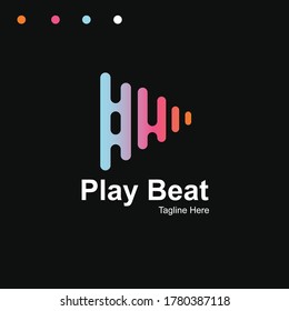 Play Beat Music Minimalist Modern Logo Icon Vector