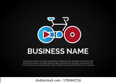 Play Bike Logo Concept with play button incorporated into rear wheel For Your Company, Business, Association, Organization, Institution or Product. Ready For Use. Modern Initial Logo