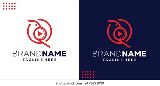 Juega a Bird Logo Design. Jugar Botón y pájaro, Inspiración de diseño, Ilustración, Vector