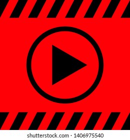 Play black on a red background, vector illustration for design.