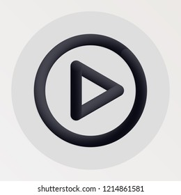 Play blended bold black line icon. Vector illustration of play button shape fluid pictogram in a circle over white background for your graphic and web design