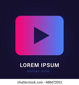Play Blue & Red colorful gradient attractive bright material Icon / Logo Design