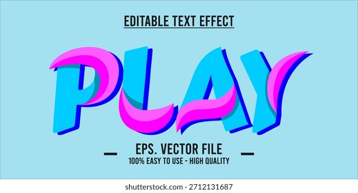 PLAY - Vector de tipografía moderna en negrita, efecto de texto editable