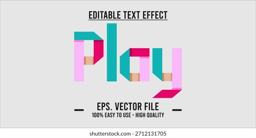 PLAY - Bold Modern Typography Vetor, efeito de texto editável