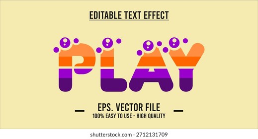 PLAY - Bold Modern Typography Vetor, efeito de texto editável