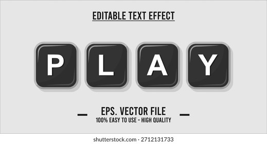 PLAY - Vector de tipografía moderna en negrita, efecto de texto editable