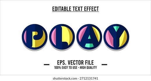 PLAY - Vector de tipografía moderna en negrita, efecto de texto editable