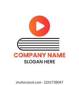 Play Book Logo Design Concept With Book and Play Icon Template