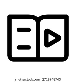 Icono De Línea Moderna De Libro De Juego O Tutoriales de video. Profesional símbolo de Vector mínimo que representa la educación de aprendizaje en línea cursos y lecciones digitales.
