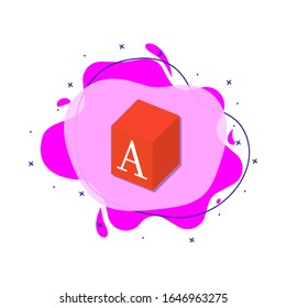 Play box with a letter colored icon. Simple color vector of education icons for ui and ux, website or mobile application