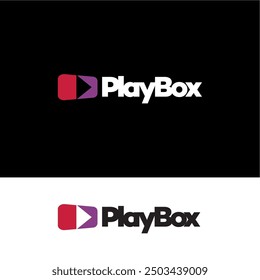 Play box logo design ideas business name editable vector template  royalty free image