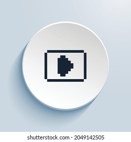 reproducir el diseño de iconos de arte de píxeles. Forma de círculo de estilo de botón aislada en fondo blanco. Ilustración del vector